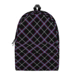 Black Grey Blue And Pink Tartan Print Backpack