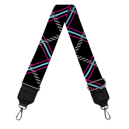 Black Grey Blue And Pink Tartan Print Bag Strap