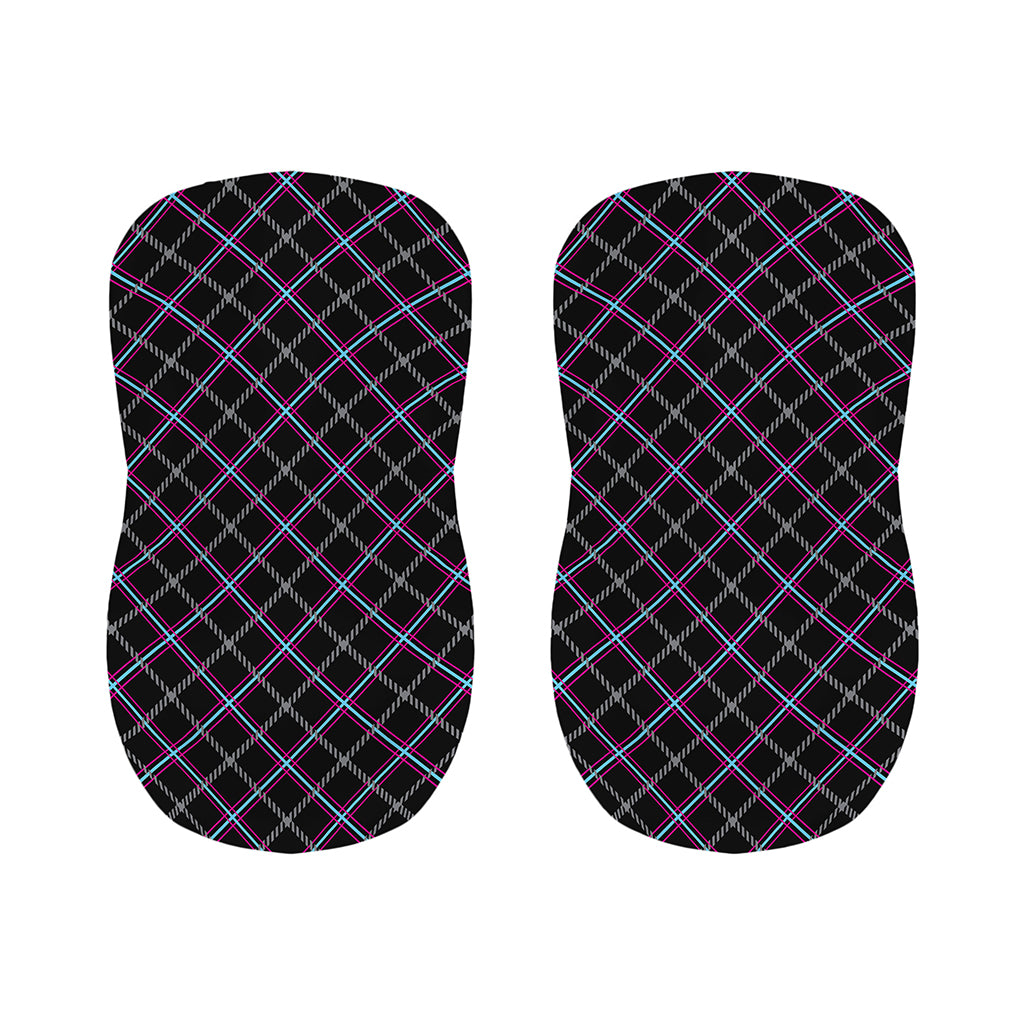 Black Grey Blue And Pink Tartan Print Bar Stool Covers