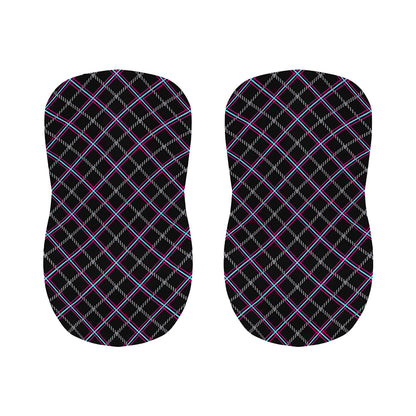 Black Grey Blue And Pink Tartan Print Bar Stool Covers