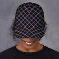 Black Grey Blue And Pink Tartan Print Baseball Cap