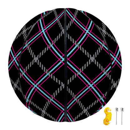 Black Grey Blue And Pink Tartan Print Basketball