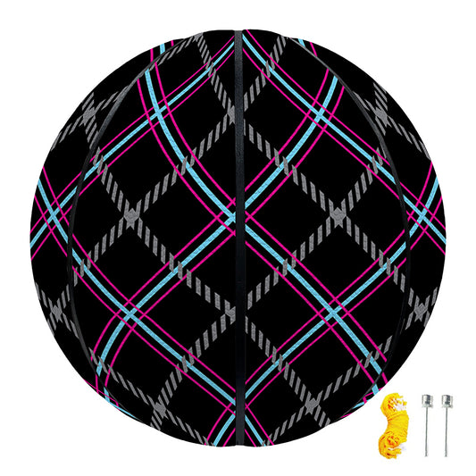 Black Grey Blue And Pink Tartan Print Basketball