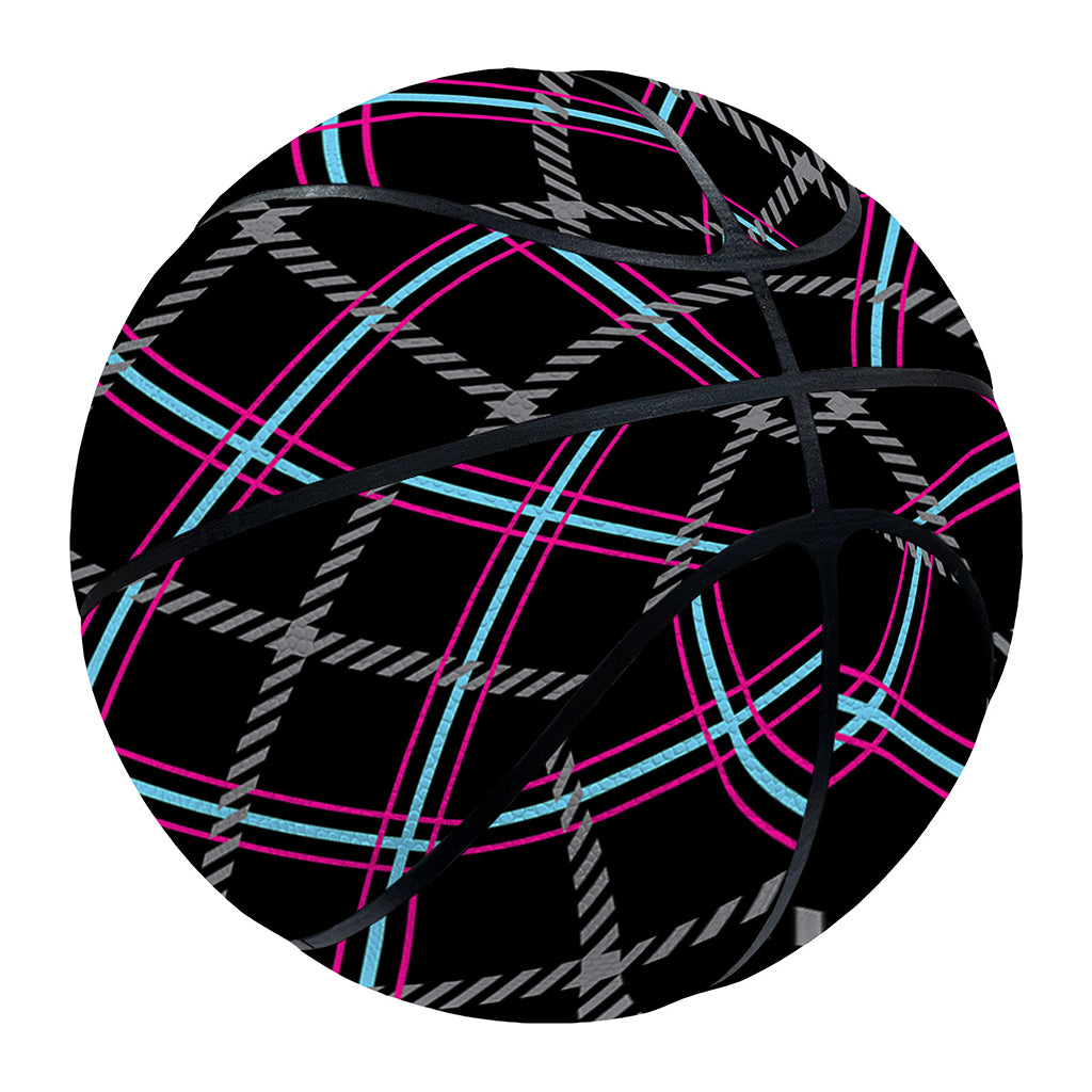 Black Grey Blue And Pink Tartan Print Basketball