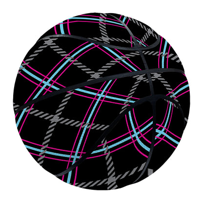 Black Grey Blue And Pink Tartan Print Basketball