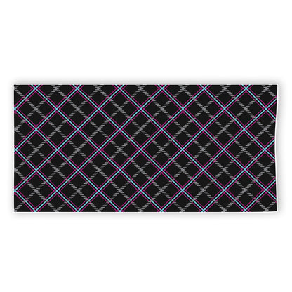 Black Grey Blue And Pink Tartan Print Beach Towel