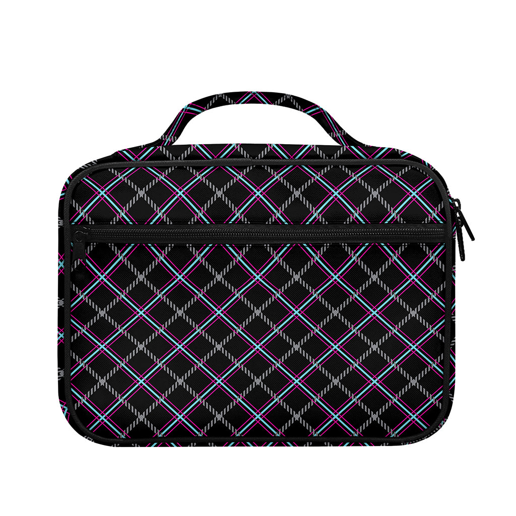 Black Grey Blue And Pink Tartan Print Briefcase Bible Bag