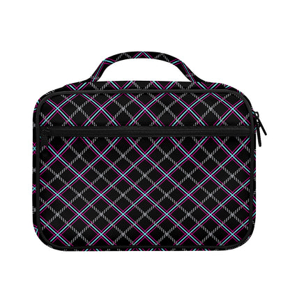 Black Grey Blue And Pink Tartan Print Briefcase Bible Bag
