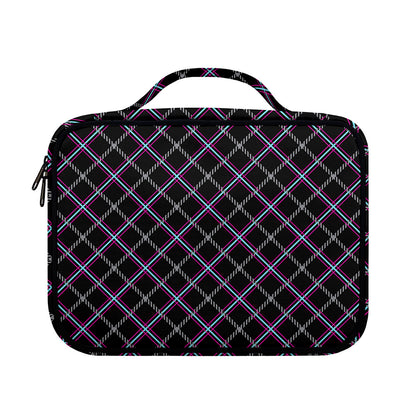 Black Grey Blue And Pink Tartan Print Briefcase Bible Bag