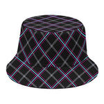 Black Grey Blue And Pink Tartan Print Bucket Hat