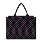 Black Grey Blue And Pink Tartan Print Canvas Tote Bag
