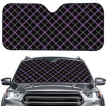 Black Grey Blue And Pink Tartan Print Car Windshield Sun Shade