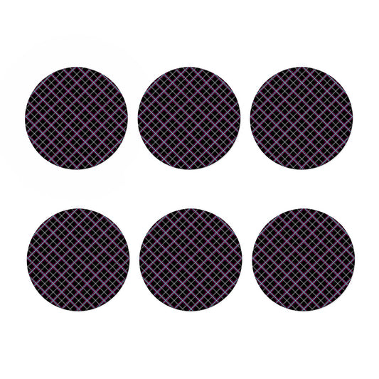 Black Grey Blue And Pink Tartan Print Coaster Set