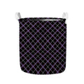 Black Grey Blue And Pink Tartan Print Collapsible Laundry Basket