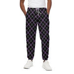 Black Grey Blue And Pink Tartan Print Cotton Pants