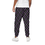 Black Grey Blue And Pink Tartan Print Cotton Pants