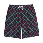 Black Grey Blue And Pink Tartan Print Cotton Shorts