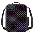 Black Grey Blue And Pink Tartan Print Crossbody Lunch Bag