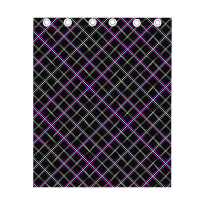 Black Grey Blue And Pink Tartan Print Curtain