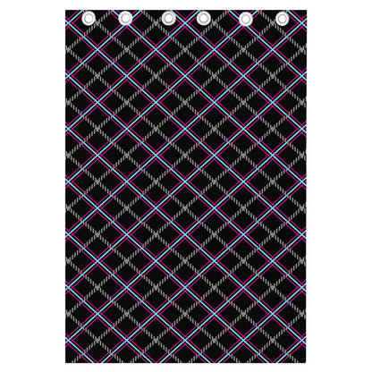 Black Grey Blue And Pink Tartan Print Curtain