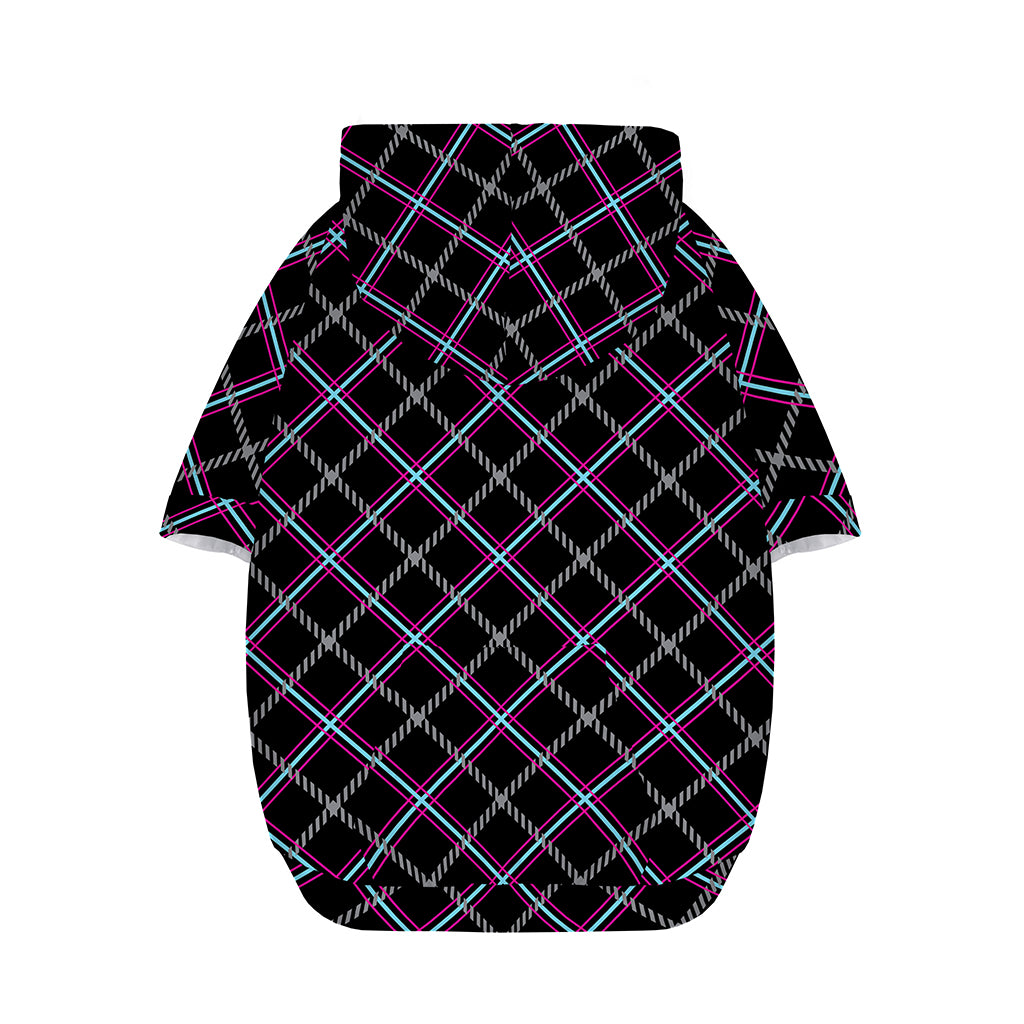 Black Grey Blue And Pink Tartan Print Dog Zip Up Hoodie