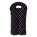 Black Grey Blue And Pink Tartan Print Double Neoprene Wine Tote
