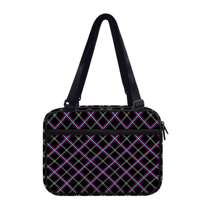 Black Grey Blue And Pink Tartan Print Double Strap Bible Bag