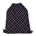 Black Grey Blue And Pink Tartan Print Drawstring Bag