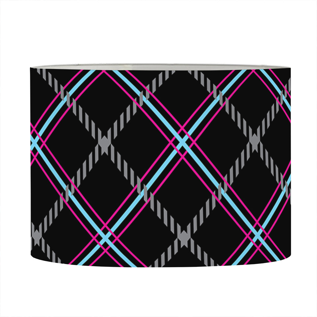 Black Grey Blue And Pink Tartan Print Drum Lamp Shade
