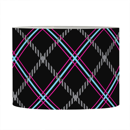 Black Grey Blue And Pink Tartan Print Drum Lamp Shade