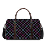 Black Grey Blue And Pink Tartan Print Duffle Bag