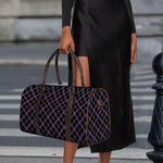 Black Grey Blue And Pink Tartan Print Duffle Bag