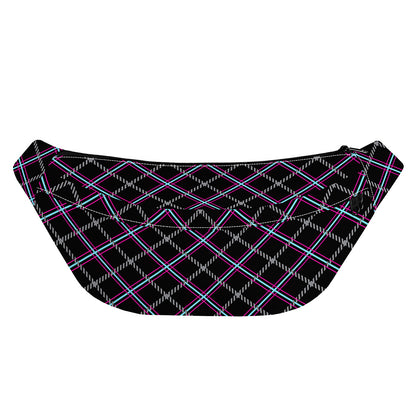 Black Grey Blue And Pink Tartan Print Fanny Pack