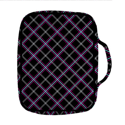 Black Grey Blue And Pink Tartan Print Front Pocket Bible Bag