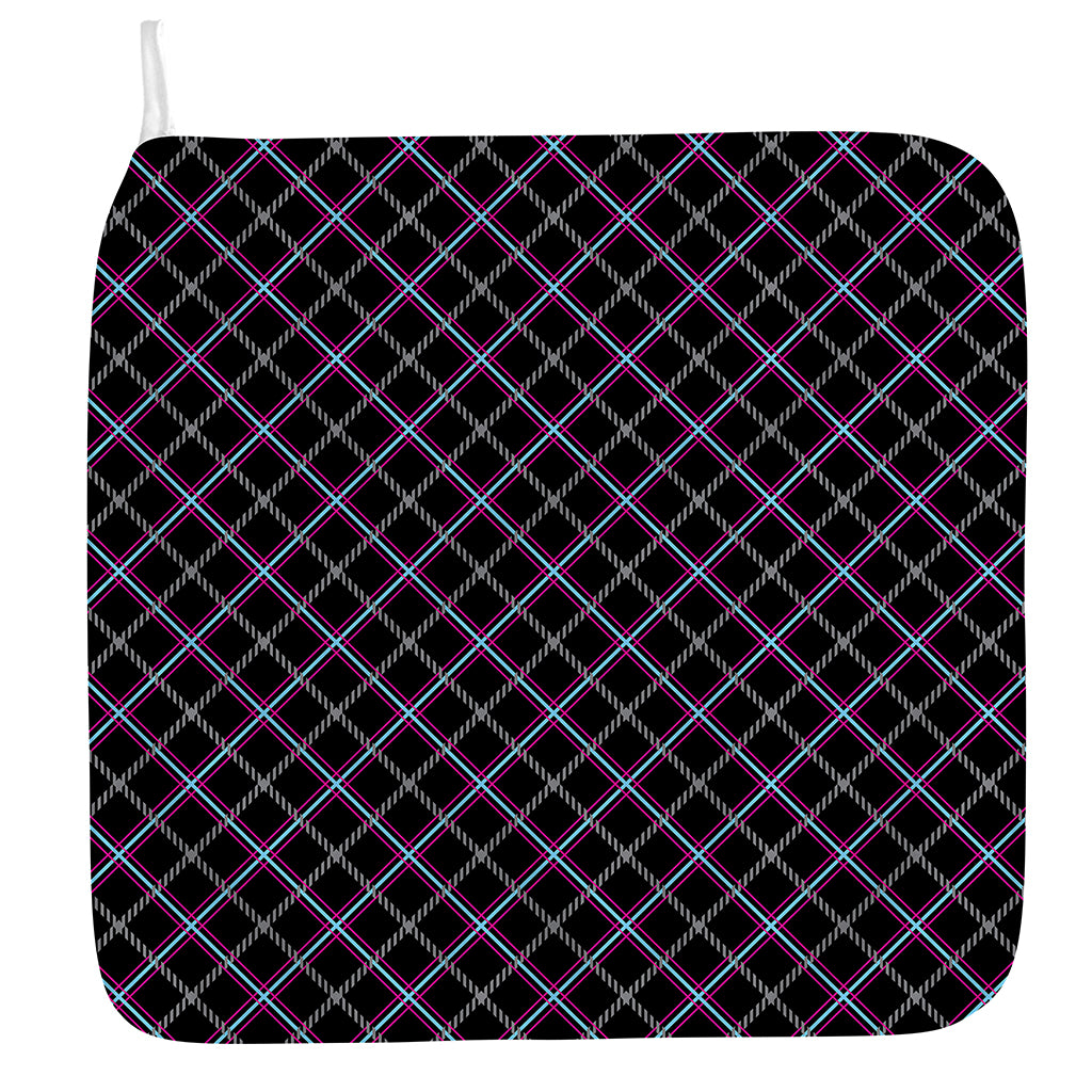 Black Grey Blue And Pink Tartan Print Hand Towel