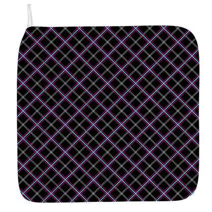 Black Grey Blue And Pink Tartan Print Hand Towel