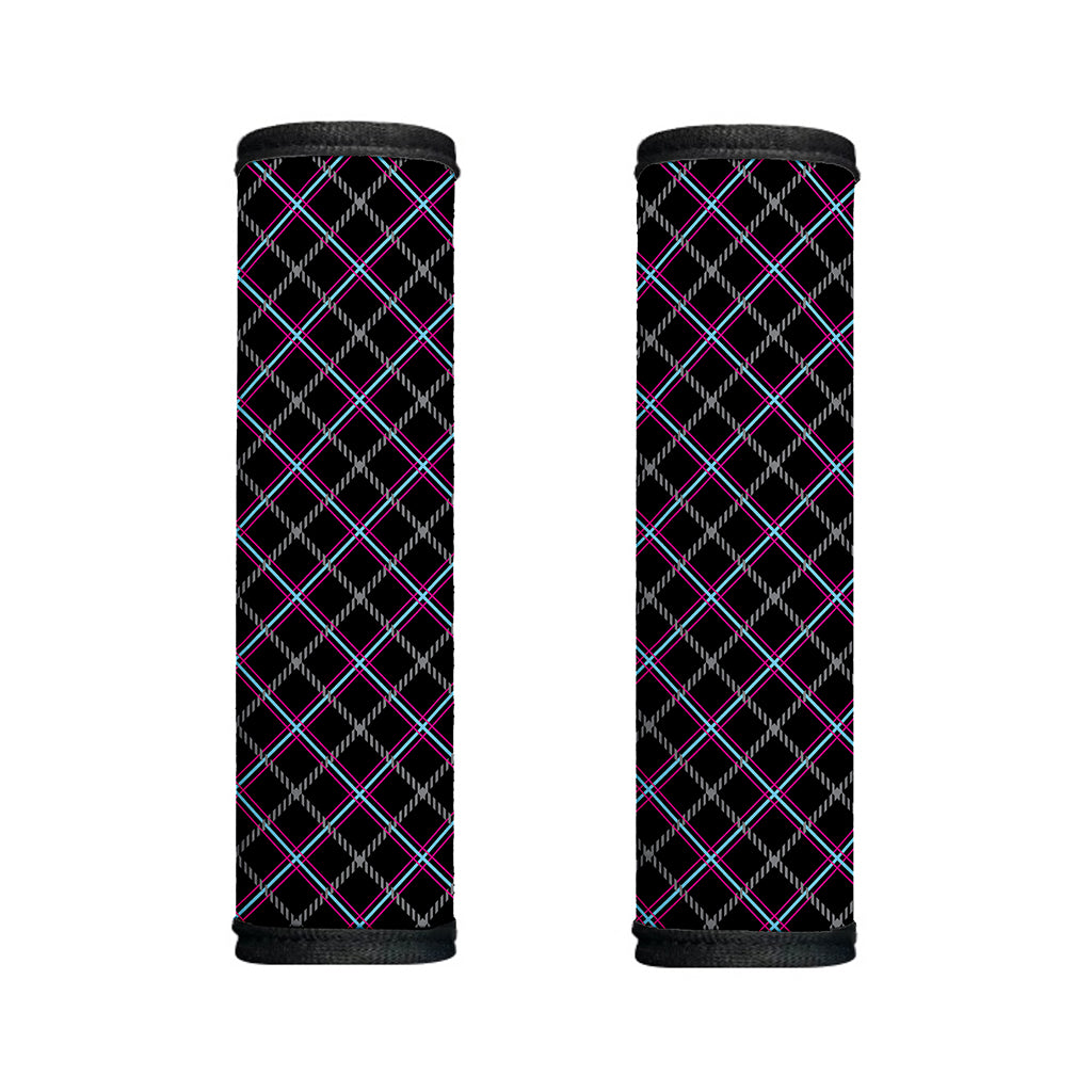 Black Grey Blue And Pink Tartan Print Handle Covers