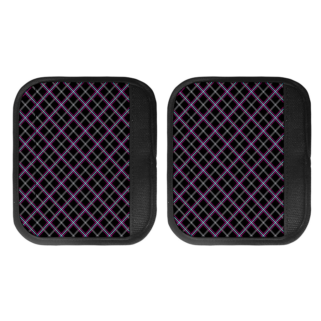 Black Grey Blue And Pink Tartan Print Handle Covers