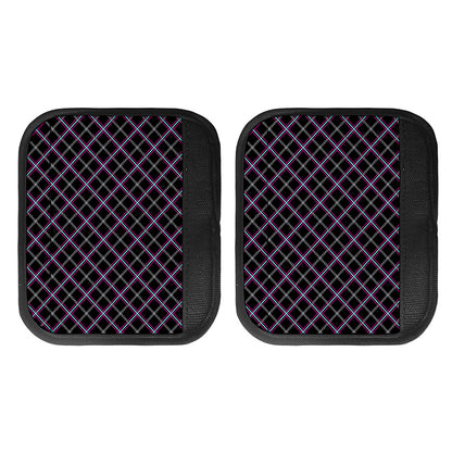 Black Grey Blue And Pink Tartan Print Handle Covers