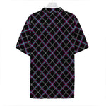 Black Grey Blue And Pink Tartan Print Hawaiian Shirt