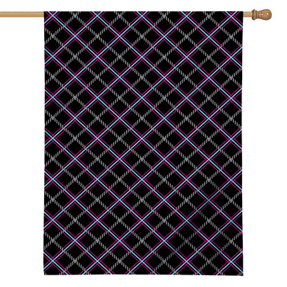 Black Grey Blue And Pink Tartan Print House Flag
