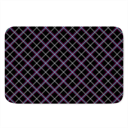 Black Grey Blue And Pink Tartan Print Indoor Door Mat