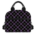 Black Grey Blue And Pink Tartan Print Insulated Lunch Bag