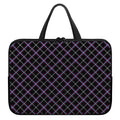 Black Grey Blue And Pink Tartan Print Laptop Sleeve With Handle