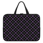 Black Grey Blue And Pink Tartan Print Laptop Sleeve With Handle