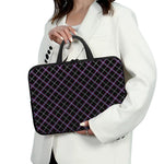 Black Grey Blue And Pink Tartan Print Laptop Sleeve With Handle