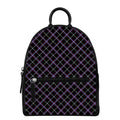 Black Grey Blue And Pink Tartan Print Leather Backpack