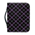 Black Grey Blue And Pink Tartan Print Leather Bible Cover