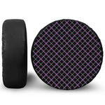 Black Grey Blue And Pink Tartan Print Leather Spare Tire Cover