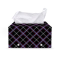 Black Grey Blue And Pink Tartan Print Leather Tissue Box Cover